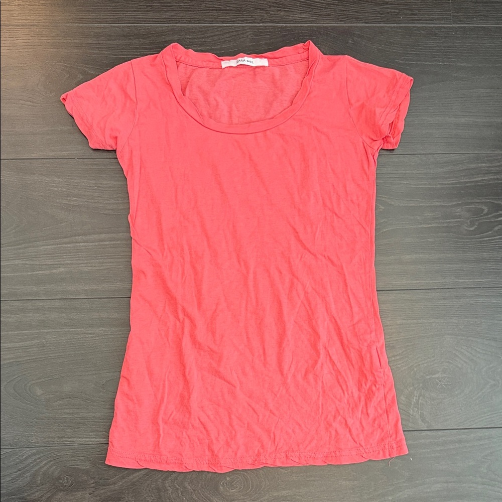 Zara Basic - Women's Coral Scoop Neck Tee